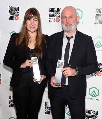 Mollye Asher and Bert Hamelinck backstage in the GreenSlate Greenroom during IFP's 28th Annual Gotham Independent Film Awards at Cipriani, Wall Street on November 26, 2018 in New Yo