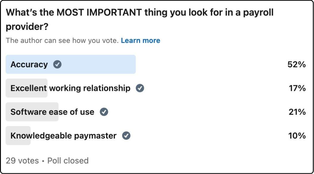 Poll 1 Results LinkedIn Payroll Unpacked GreenSlate