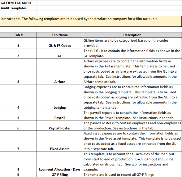 GA Film Tax Audit